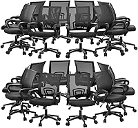 Vista 30 de Magshion Juego de 2 sillas ergonómicas de oficina, silla de escritorio de malla con respaldo medio, silla giratoria ajustable para computadora