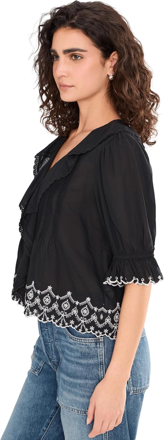 Madewell Womens Ruffled Puff-Sleeve Top - Image 3