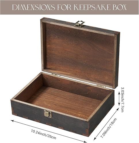 Miniatura 2 de AW BRIDAL Caja de recuerdos con tapa, caja de almacenamiento de recuerdos de boda de madera, regalos de despedida de soltera, aniversario,