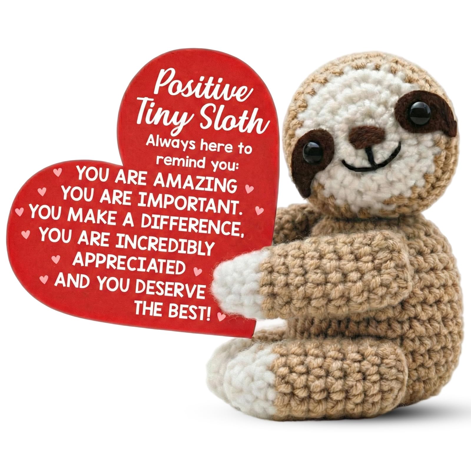 Muiltvoe Emotional Support Crochet Sloth Gifts, Handmade Positive Crochet with Encouraging Words, Sloth Pocket Hug, Cheer Up Gifts for Women Friend Daughter Sister Bestie Girlfriend Wife Mum