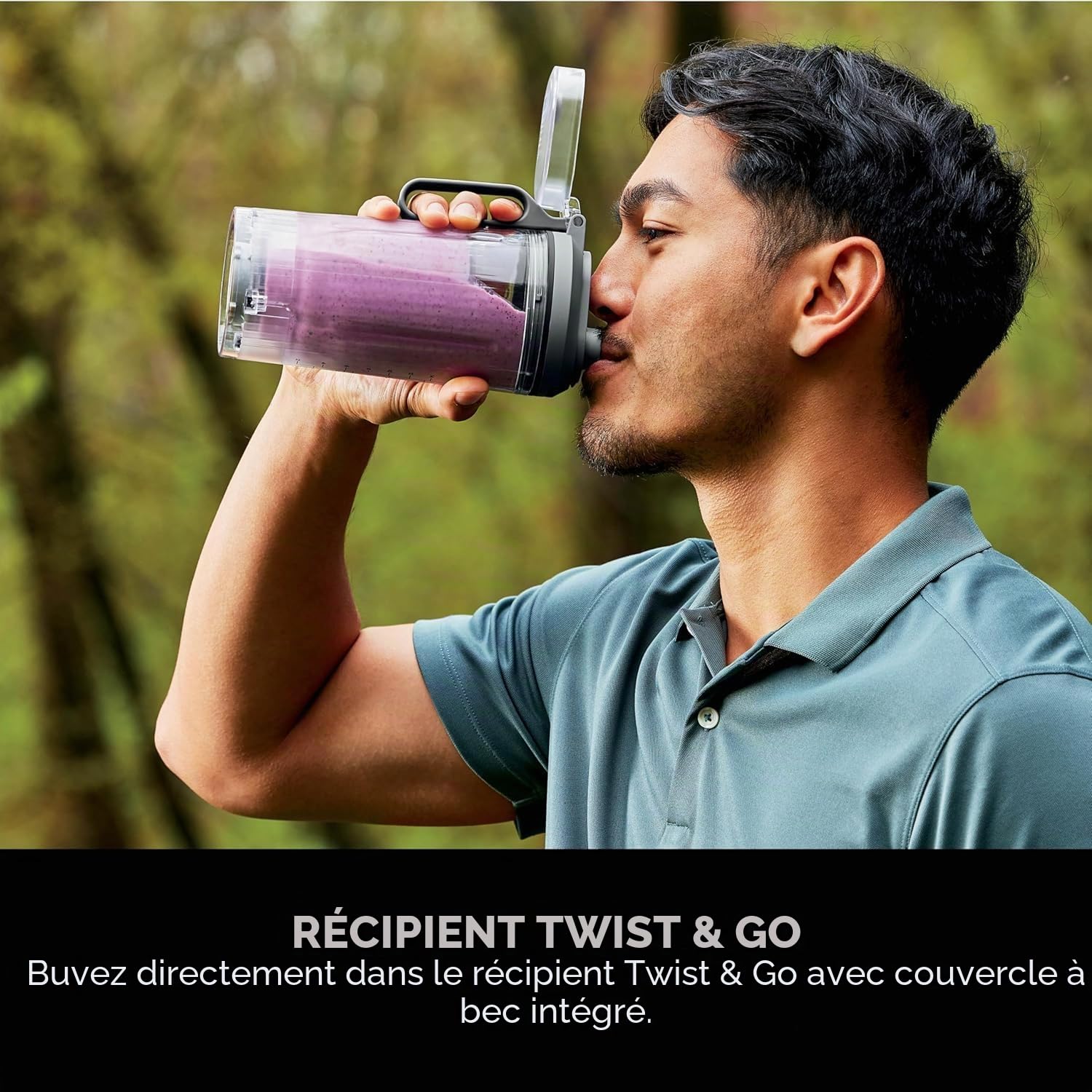 Ninja Blast Max BC251EUGY Mixeur portable, 570 ml, batterie rechargeable, tasse de mélange et couvercle anti-fuite, 3 fonctions de mélange, permet de préparer des smoothies, des boissons protéinées
