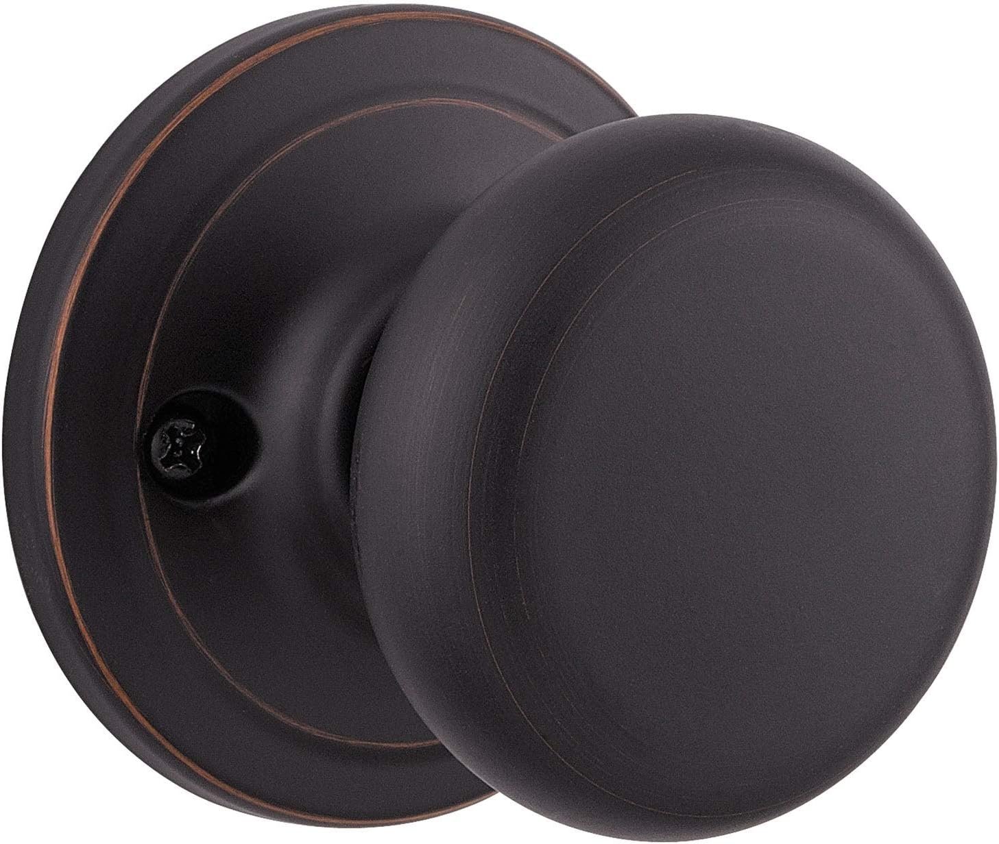 Kwikset Juno Interior Privacy Door Knob with Lock, Door Handle For Bathroom and Bedroom, Satin Nickel Keyless Turn Lock Doorknob, with Microban Protection