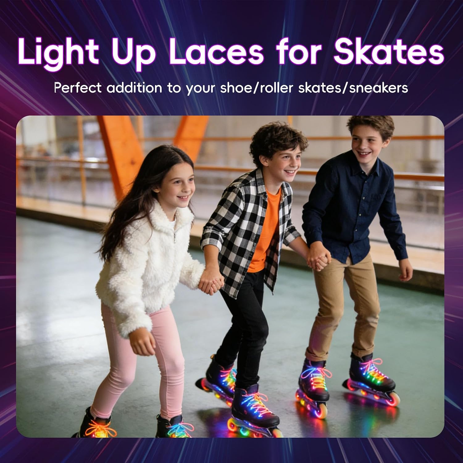 8 Pairs Light up Shoe Laces - 4FT High Visibility Soft Nylon Flashing LED Shoelaces with 3 Modes Color Changing Glow in The Dark Laces for Skates Night Running Glow Party Adults Kids