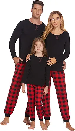 Ekouaer Matching Christmas Family Pajamas Sets Couples X-mas Holiday Pjs for Women Men