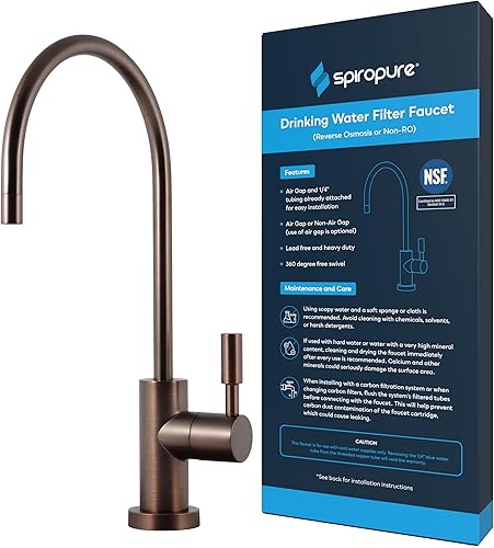 SpiroPure Grifo de ósmosis inversa certificado NSF, sin plomo, bronce antiguo, grifo de filtro de agua de repuesto de ósmosis inversa, grifo