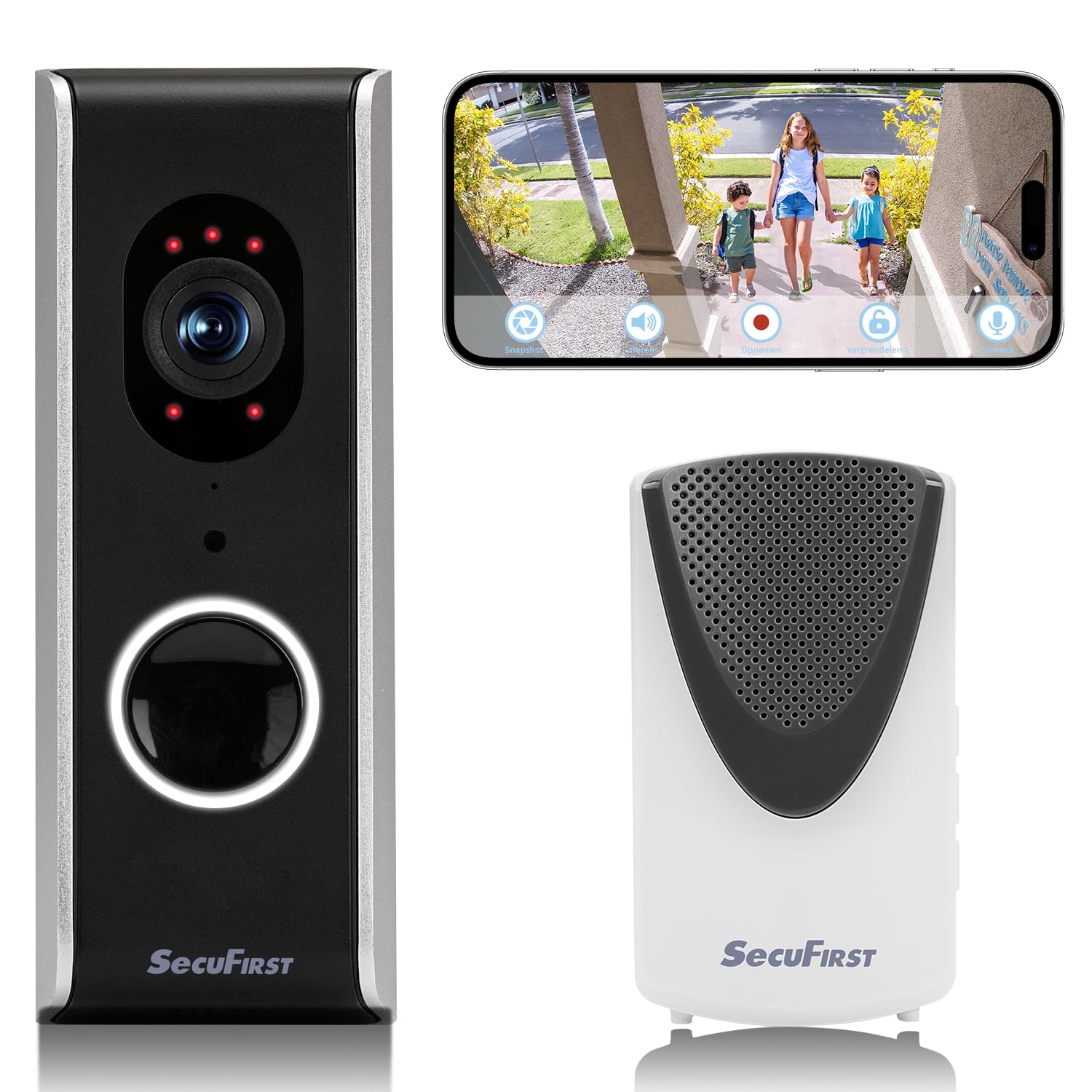 SecuFirst Türklingel mit Kamera mit Chime,Video Türklingel Kabelgebunden