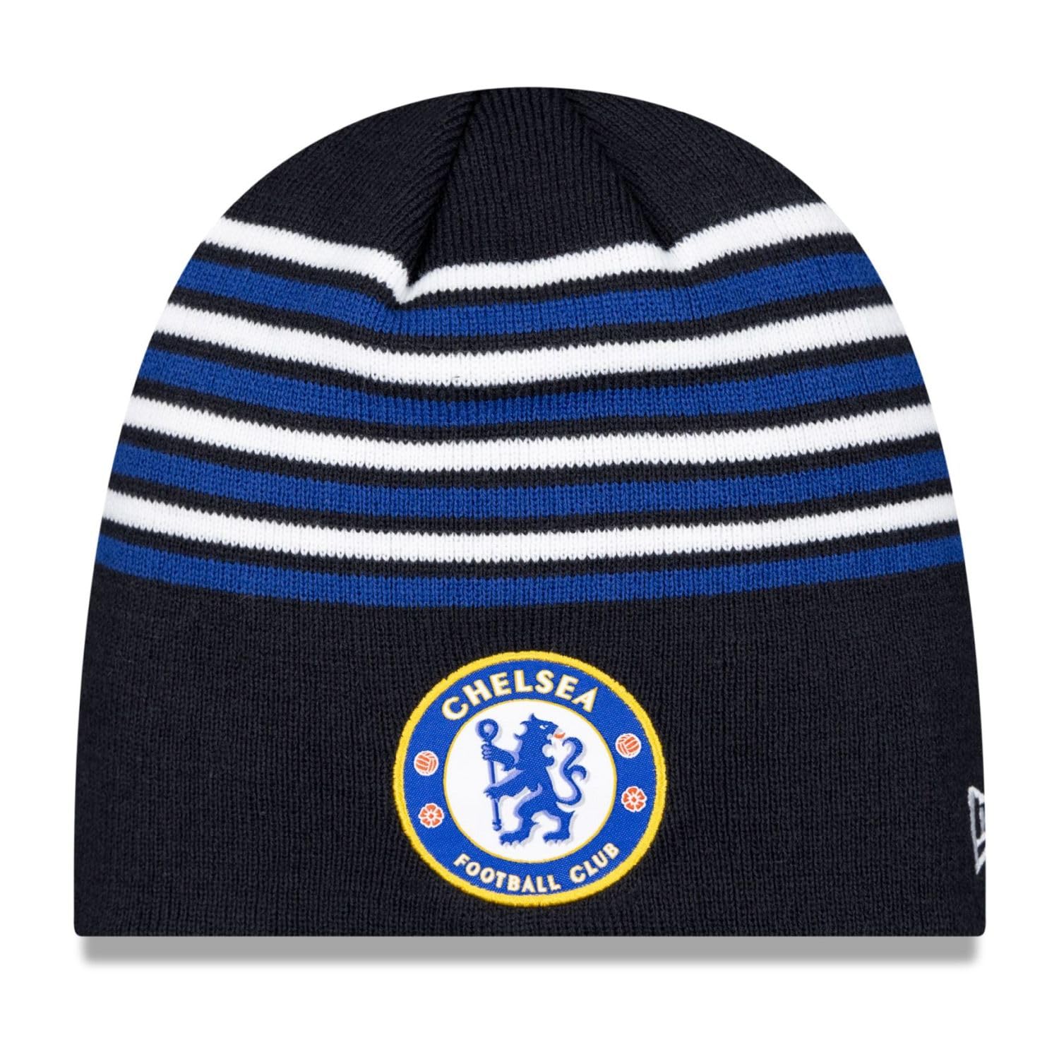 NEW ERA CHELSEA FC BEANIE HAT.LION CREST THE BLUES NAVY FOOTBALL WOOLLY KNIT W24