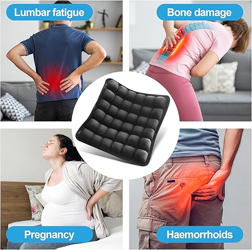 Miniatura 9 de Cojín de asiento de viaje para avión  Cojines inflables de asiento de célula de aire 3D, cojín ergonómico de viaje para vuelos largos, cojines de