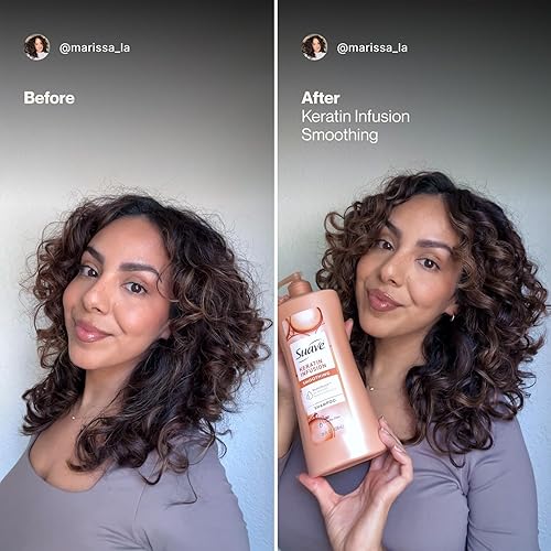 Miniatura 4 de Suave Champú suavizante de infusión de queratina de 2 tamaños, limpiador diario suave para cabello suave y manejable, control del encrespamiento 48H