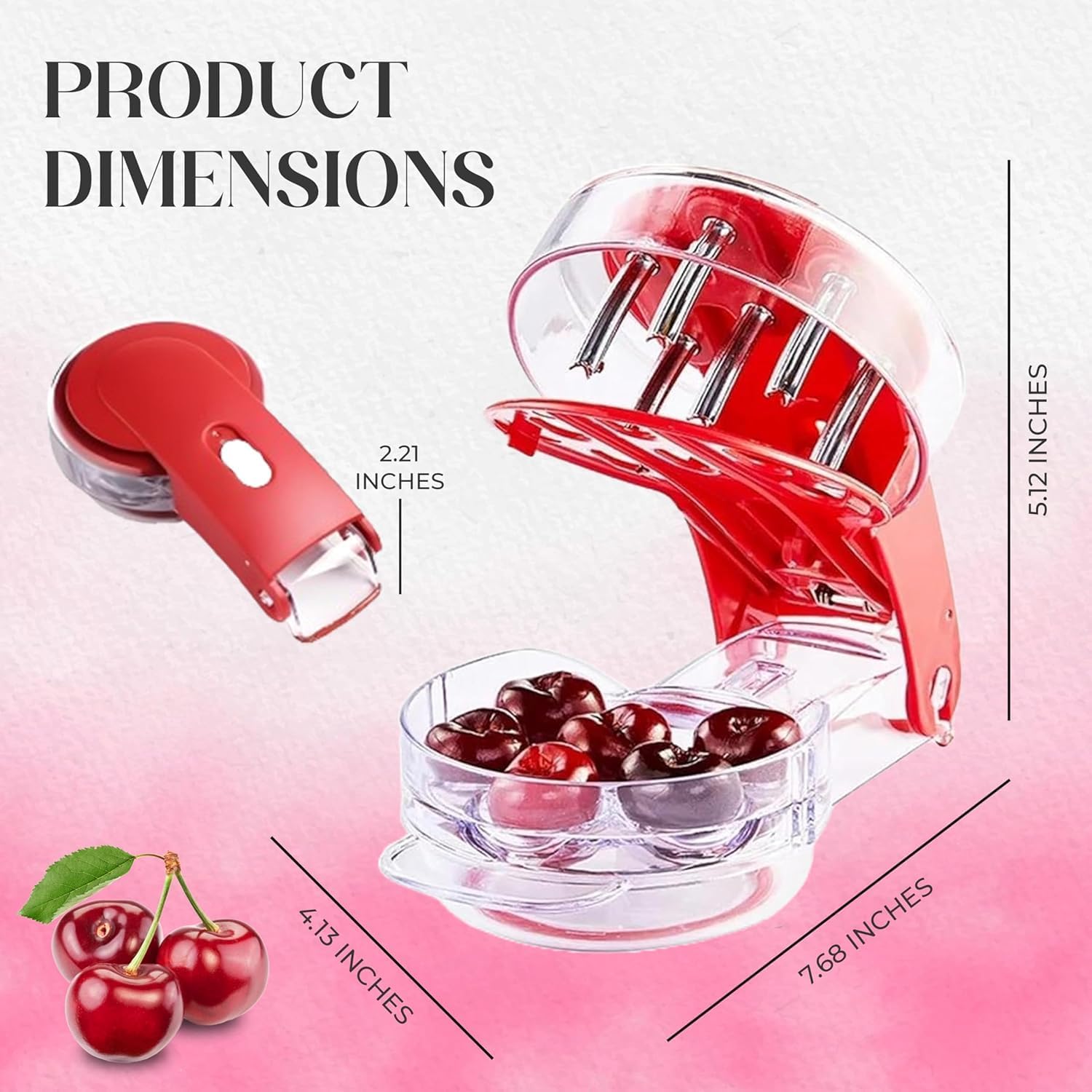 Cherry Pitter Tool - 6 Cherry Multi Pitter, Cherry Seed Remover & Cherry Pit Remover Tool, Stainless Steel Cherry Corer for Large Batch Prep, Baking, Canning & Olives