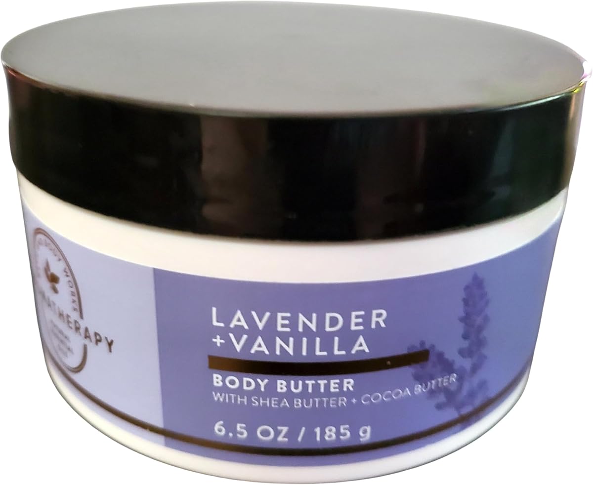 Bath and Body Works Mantequilla corporal de aromaterapia de vainilla y lavanda, 6.5 onzas