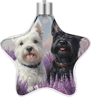 Westie and Scottie Dogs Painting Christmas Star Ornament Funny Star Decorations for Xmas Holiday Wedding Party Decor Supplies
