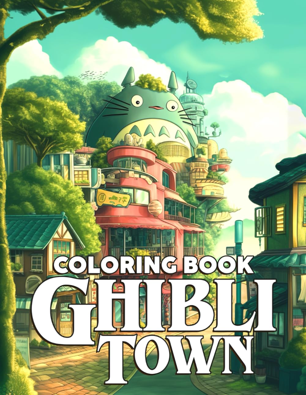 Ghibli Town Coloring Book: The Magical World of Ghibli with Whimsical Urban Area Coloring Pages Including Enchanting Illustrations to Relax and Relieve Stress