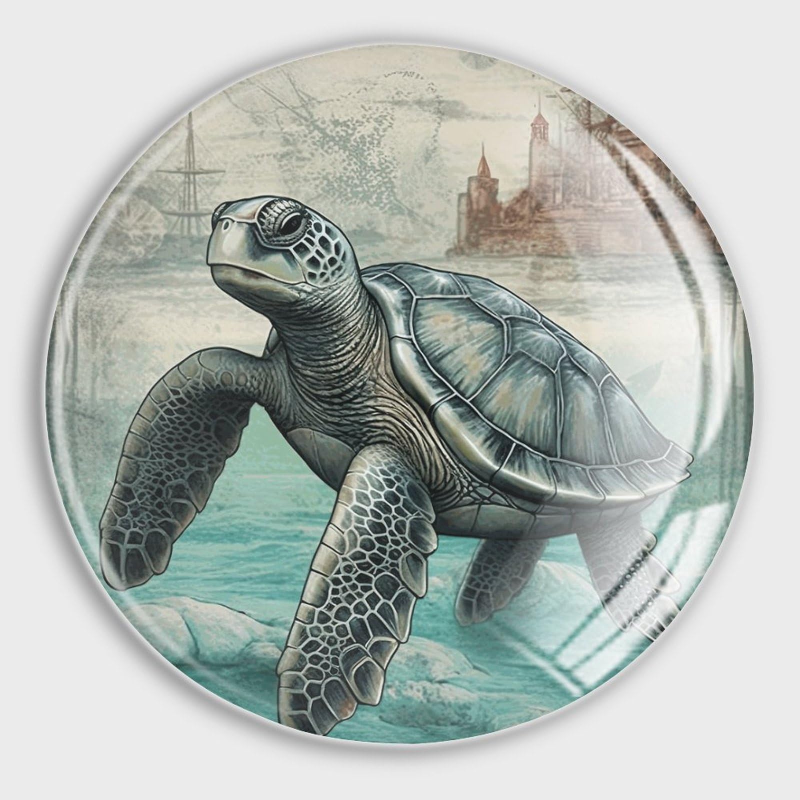 Aimants puissants tortue de mer en verre - Idée cadeau originale thème marin et vie marine