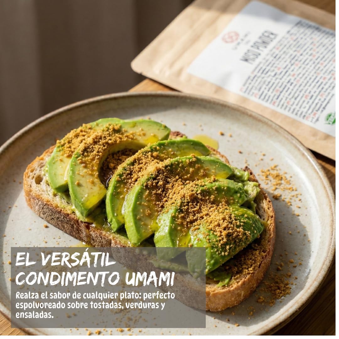 Umami Miso en Polvo Japonés 100g - Sazonador Instantáneo Fermentado - Potenciador de Sabor Natural - Sin Glutamato y Vegano