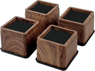 BTSD-home 3 Inch Stackable Wood Grain Bed Risers - Heavy Duty Furniture Lifters Set of 4, Up to 2200 lbs Capacity