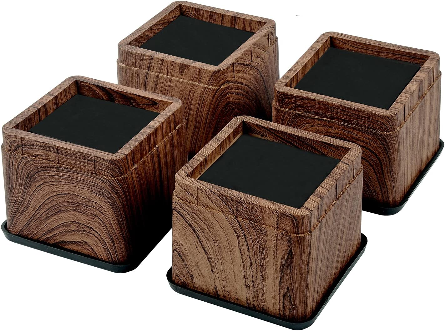 BTSD-home 3 Inch Wood Bed Risers Furniture Risers Bed Frame Lifters in Heights of 3 or 6 Inch Heavy Duty Set of 4 Square