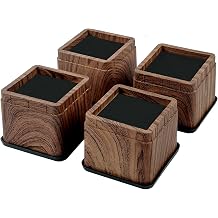 BTSD-home 3 Inch Wood Bed Risers Furniture Risers Bed Frame Lifters in Heights of 3 or 6 Inch Heavy Duty Set of 4 Square