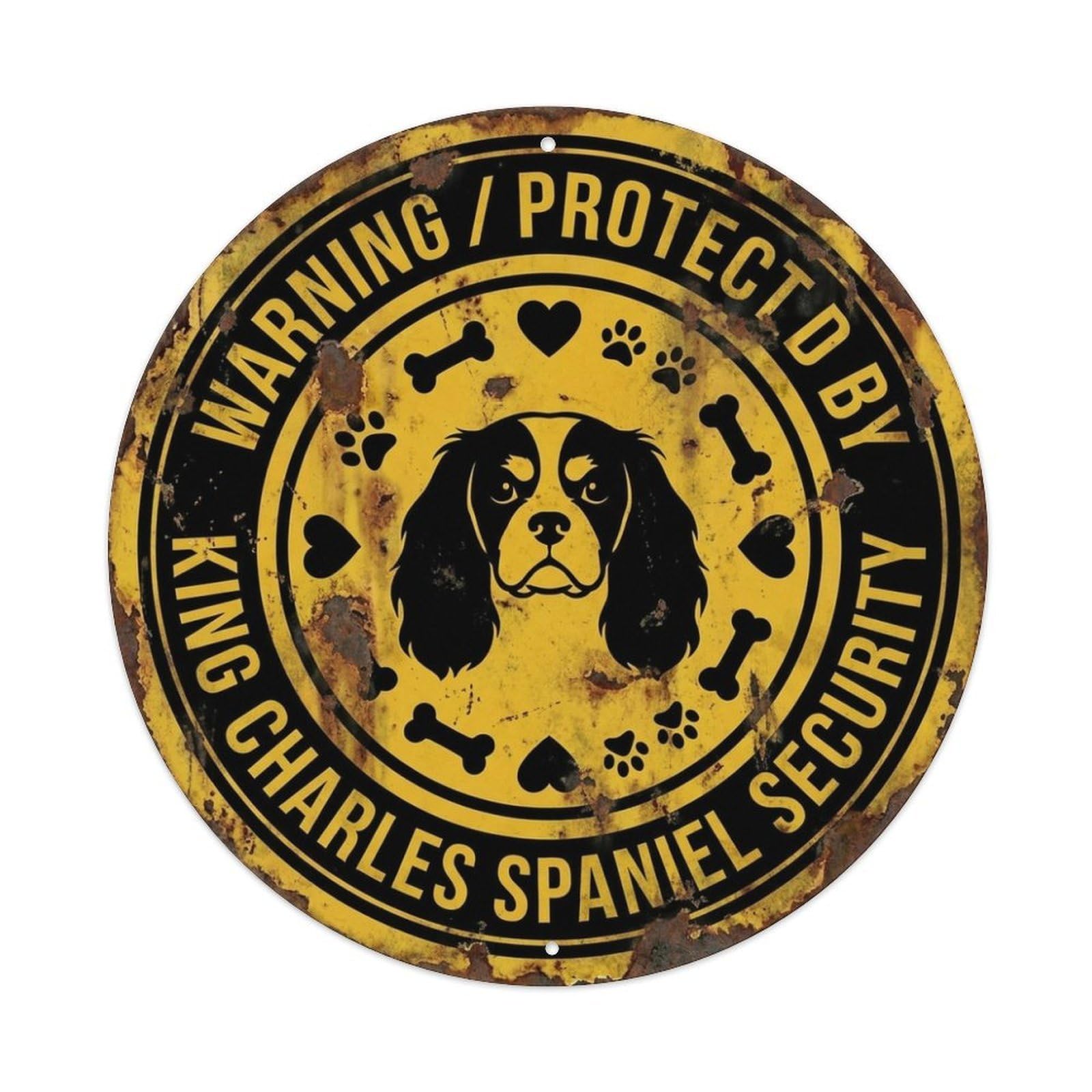 Warning Spaniel Security Dog Metal Tin Sign