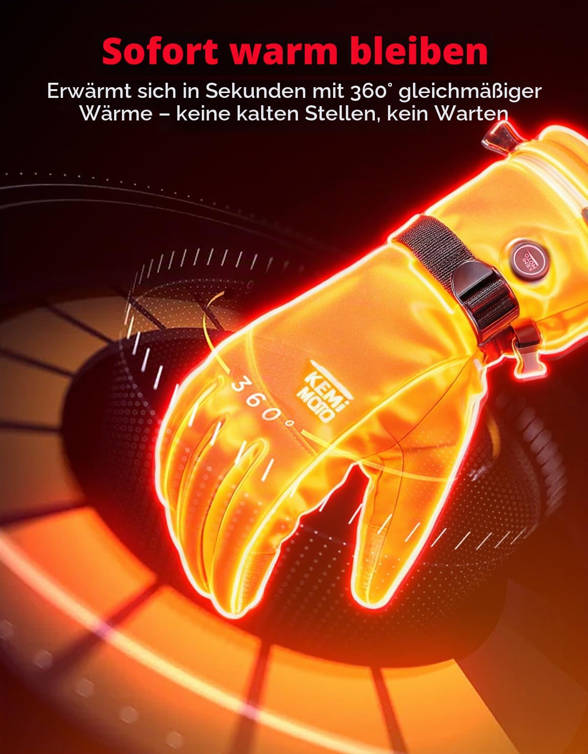 KEMIMOTO Beheizbare Handschuhe mit 2500mAh Akku, Elektrisch Winter Thermohandschuhe Herren und Damen für -10°C~ -5°C, Beheizte Winter Angelhandschuhe für Skifahren, Wandern