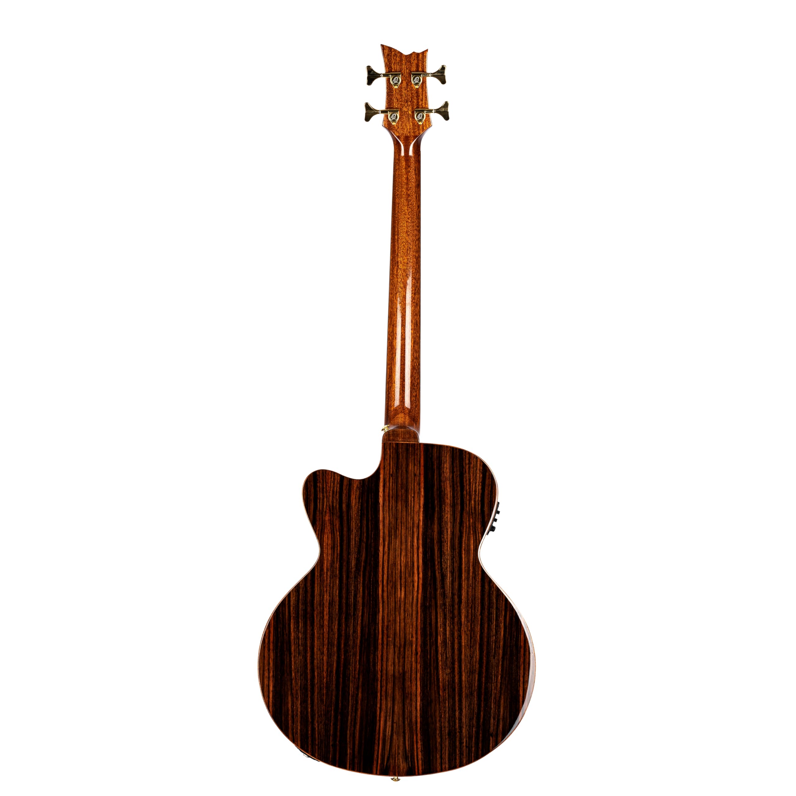 Ortega Guitars Bass Elektro-Akustisch 4-Saitig – Medium Scale, mit Cutaway, Armrest – The Private Room Series – Massive Alaska Fichte / Gestreiftes Ebenholz, Hochglanz Natur (STRIPEDSU.ACB)