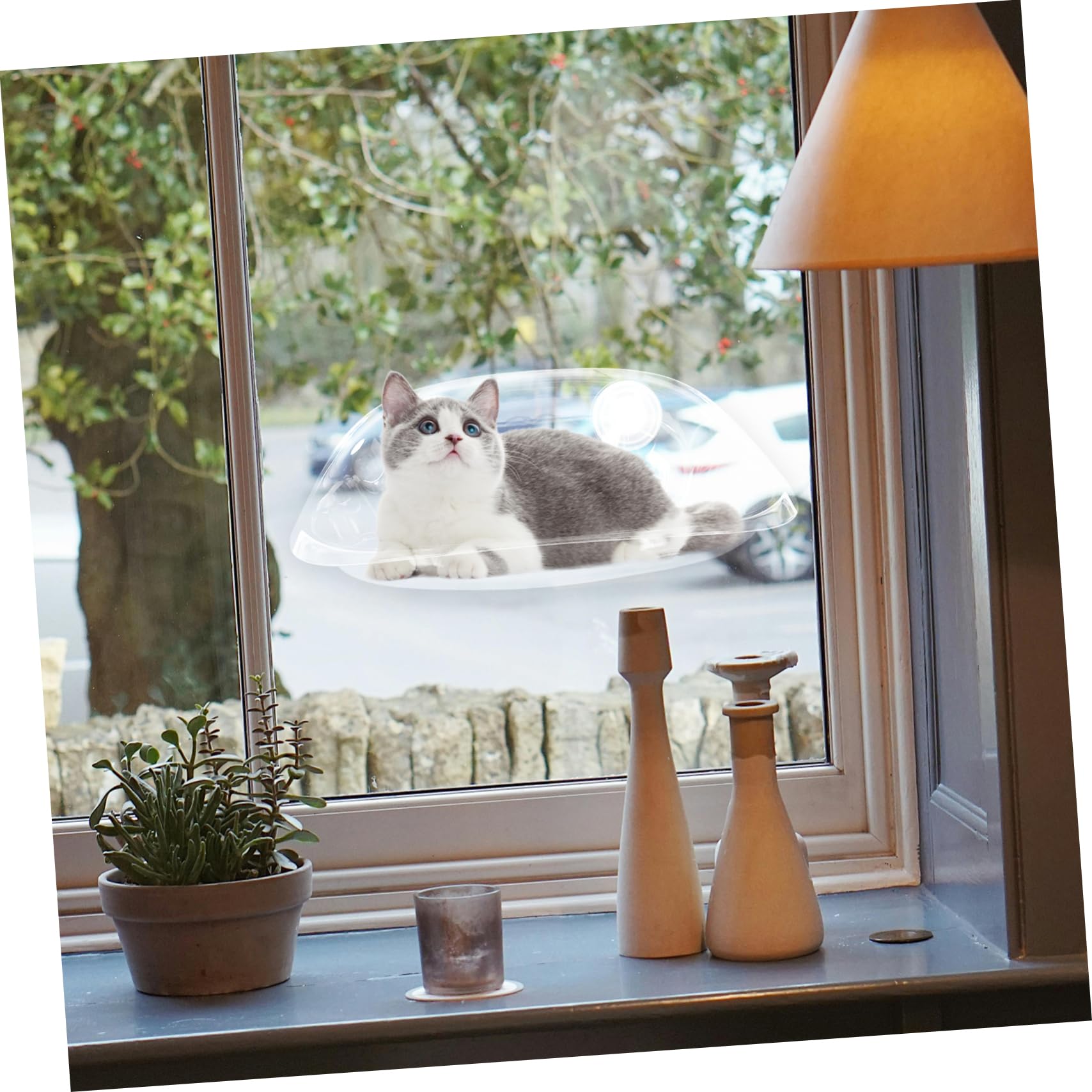 POPETPOP Window Perch Cat Nap Bed Space-Saving Suction Cup Cat Hammock for Indoor Cats