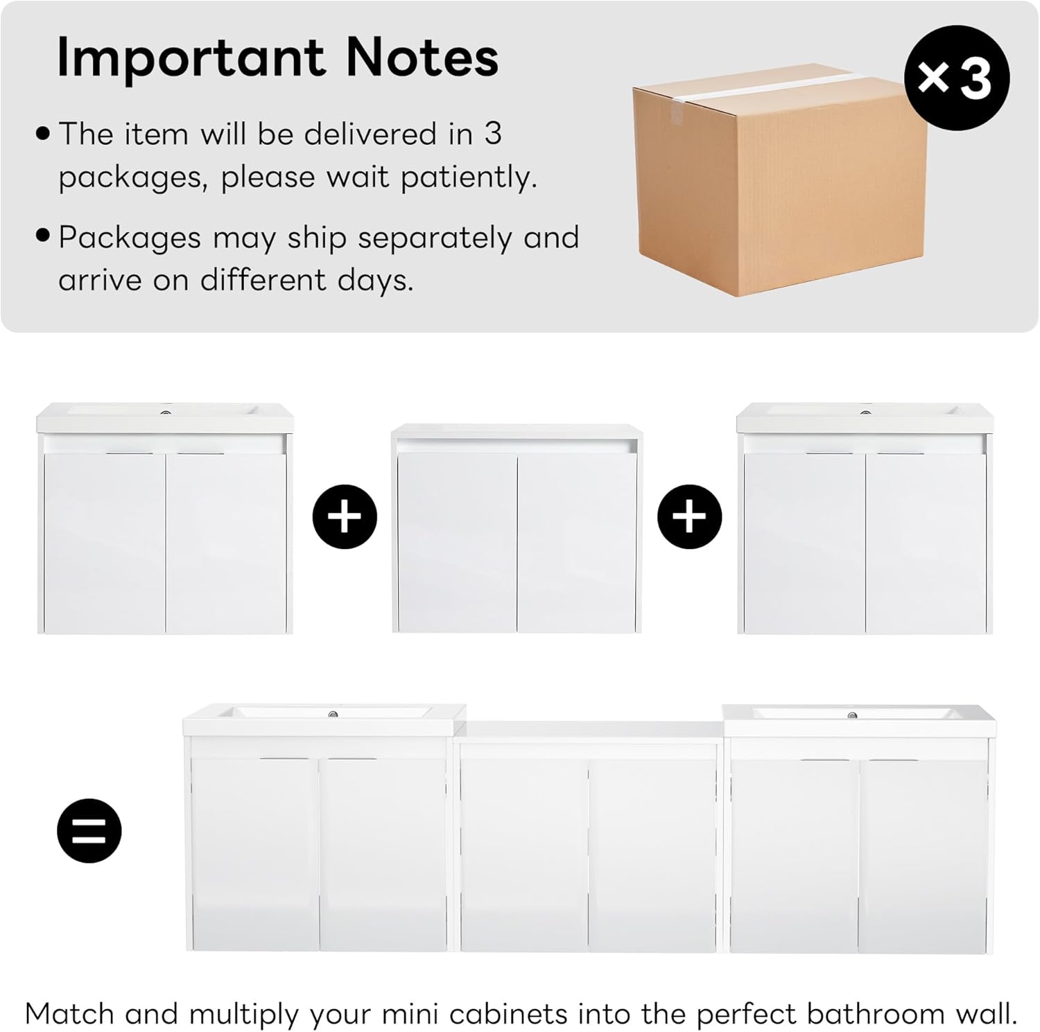 72 inch Floating Bathroom Vanity with Double Sink, Wall Mounted Bathroom Vanity with Storage Cabinet Combo, Resin Sink, Soft Closing Doors, Modern Vanity Cabinet, Glossy White