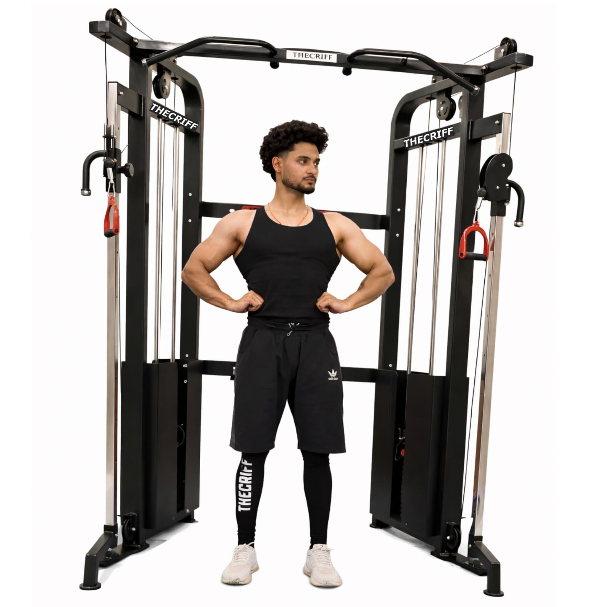TheCriff Cable Crossover Gym Machine 80-80 Kg MS Weight Stack Cover |Functional Trainer Home & Commercial Gym Equipment|Stainless Steel Pulley Panel, Wider Foot Support, CCPR Inbuilt Attachments Hooks-picture-28