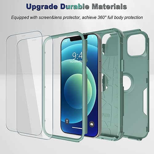 Miniatura 4 de Funda para iPhone 12iPhone 12 Pro, 2 protectores de pantalla de vidrio templado, a prueba de caídas de 10 pies, antideslizante, a prueba de golpes,