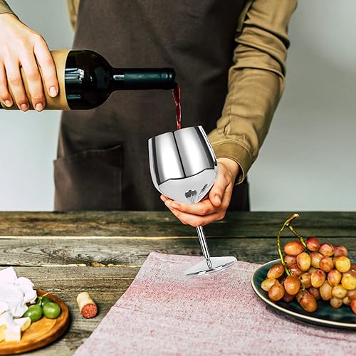 Miniatura 4 de VERISA Copas de vino de acero inoxidable, copa de vino de acero irrompible de 18 onzas, copas de vino de metal inastillables para exteriores,