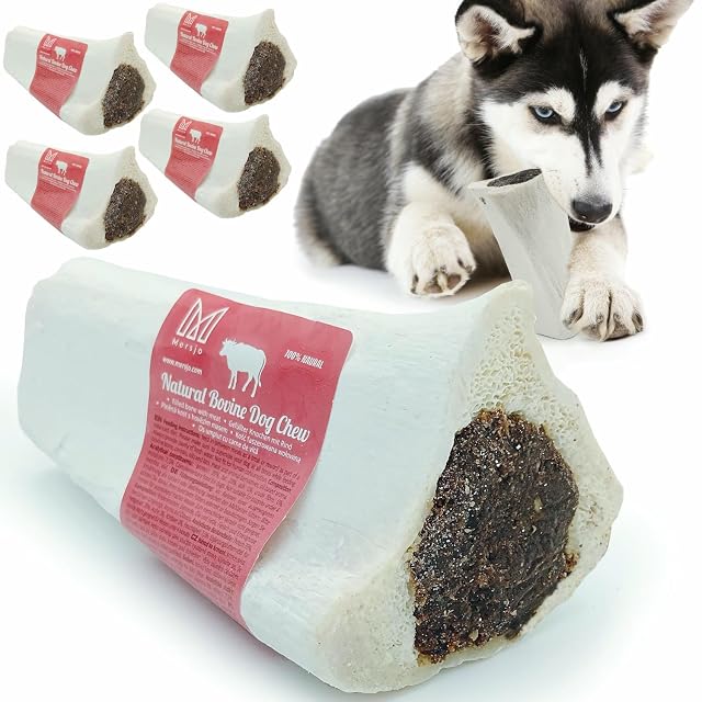 Mersjo 5 huesos de vacuno naturales para perros, ricos en proteínas, ingredientes 100% naturales