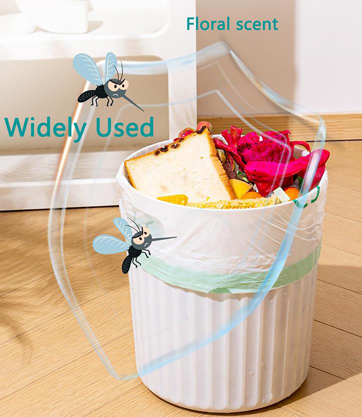 Müllbeutel mit Kordelzug, reißfrei, für Badezimmer, Büro, Zuhause, Schlafzimmer, Mülleimer mit schönen bedruckten Müllkorbbeuteln (Farbe C, 300 Stück)