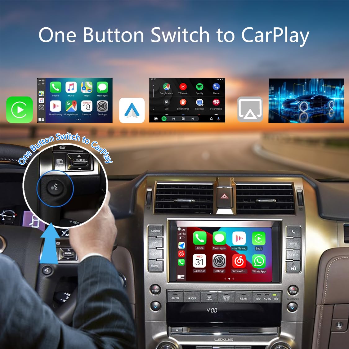 Linux Interface Box for Lexus GX 2014-2020 Wireless CarPlay Android Auto Fit for Original Car Radio Upgrade GPS Navigation