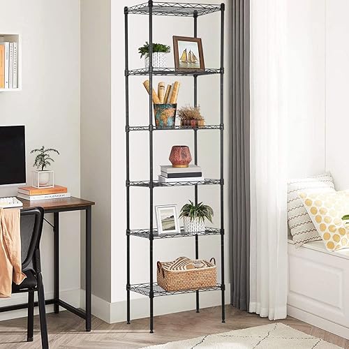 Miniatura 2 de YYkokocat Estantería de alambre ajustable de 6 estantes, estantes de almacenamiento de capacidad de 600 libras para armario, estante de alambre de
