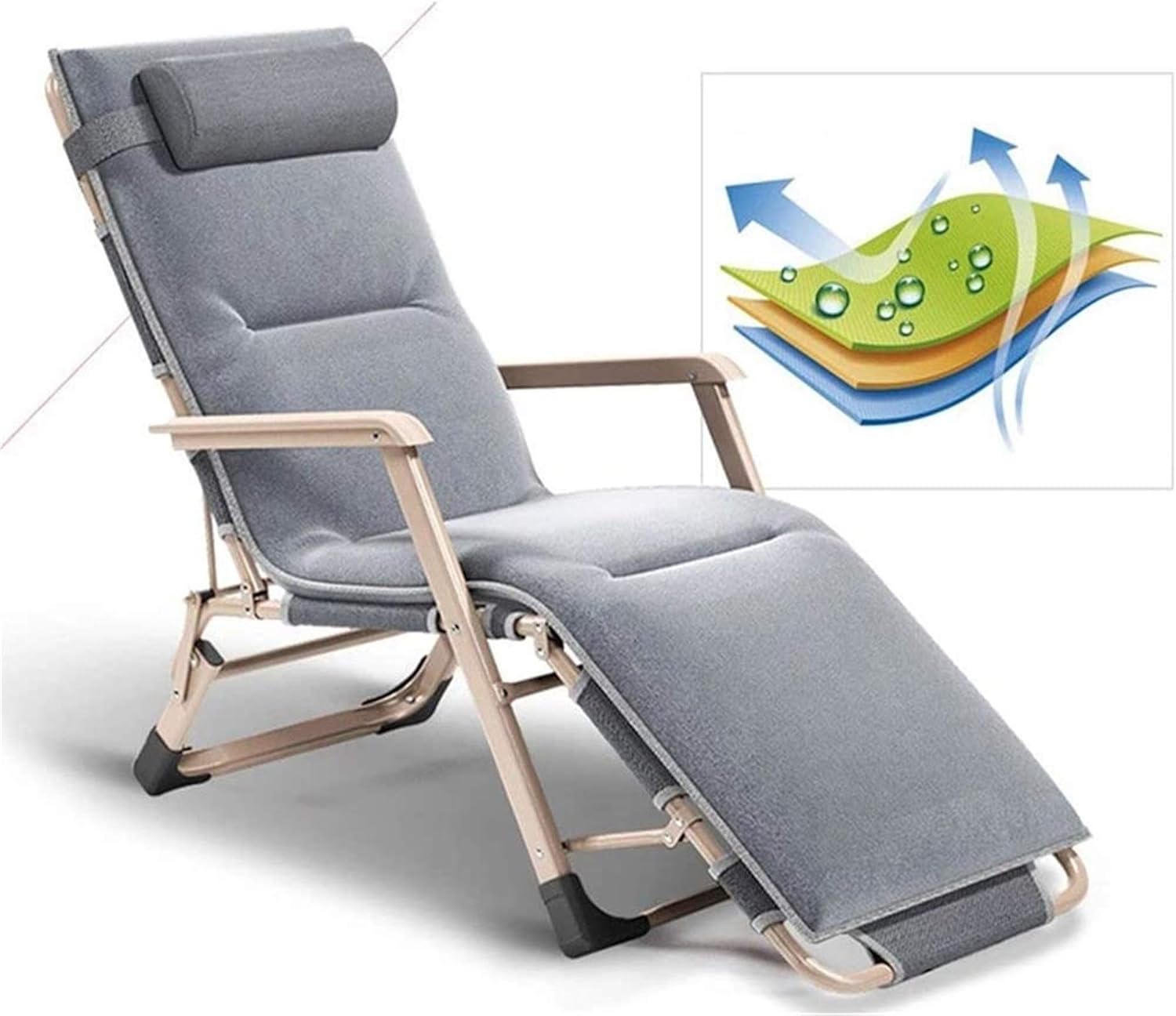 Recliner Deck Chair Zero Gravity Chair Adjustable Padded Seat Outdoor Lounge Reclining Patio Chair with Contour Pillow Multicolor Optional Sun Lounger Garden Chairs