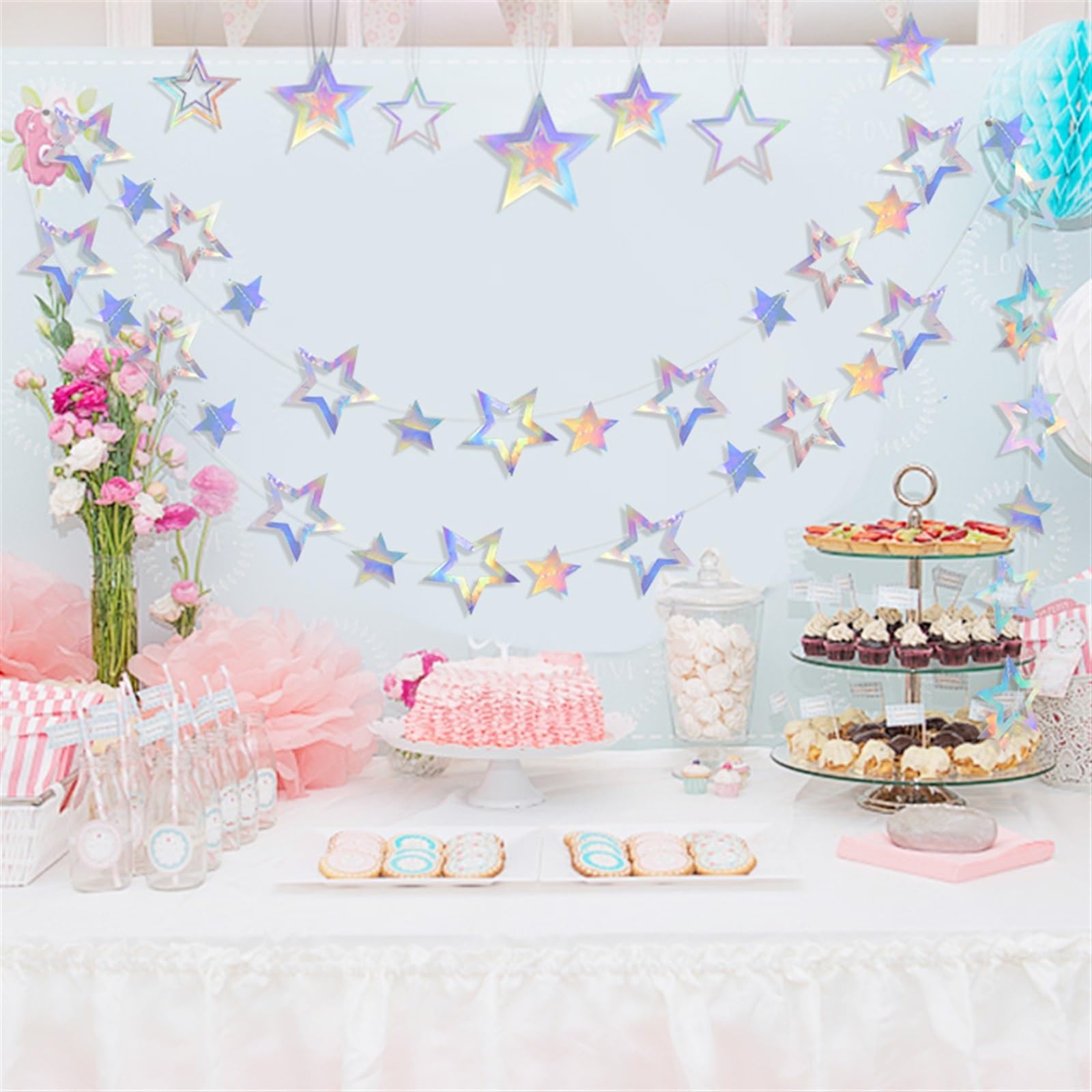 HOWAF Decorazioni Battesimo Bimba, Festone Striscione Scritta Il Mio Battesimo Palloncini per Addobbi Baby Shower Rosa