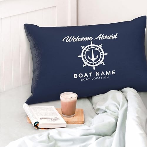 Miniatura 5 de Funda de almohada náutica personalizada con nombre de brújula, funda de almohada lumbar azul marino y decoración de arte de barco, funda de cojín