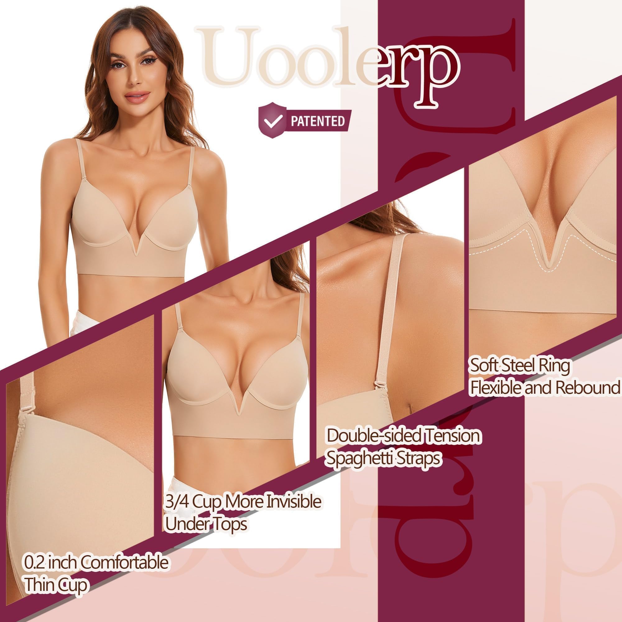 Reggiseno Schiena Scoperta Reggiseno Scollatura Profonda Reggiseno Schiena Nuda Donna Multifunzione Reggiseni Invisibile Senza Cuciture