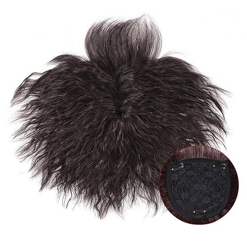 Miniatura 2 de LXUE Peluca de repuesto de cabello humano natural rizado con clip para mujer, color negro hueso, 2.8 x 3.9 in