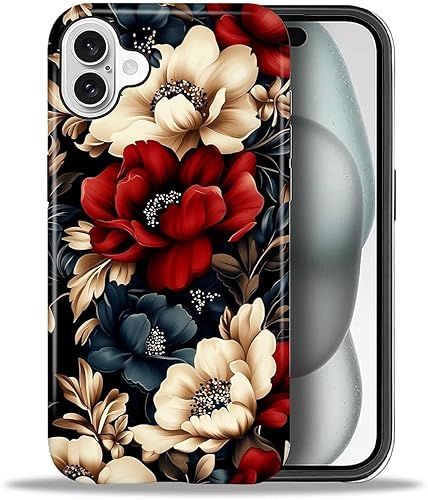 Miniatura 138 de Funda para iPhone 11, carcasa dura a prueba de golpes + silicona suave 2 en 1 híbrida, parachoques a prueba de caídas - Vidrio manchado con flores