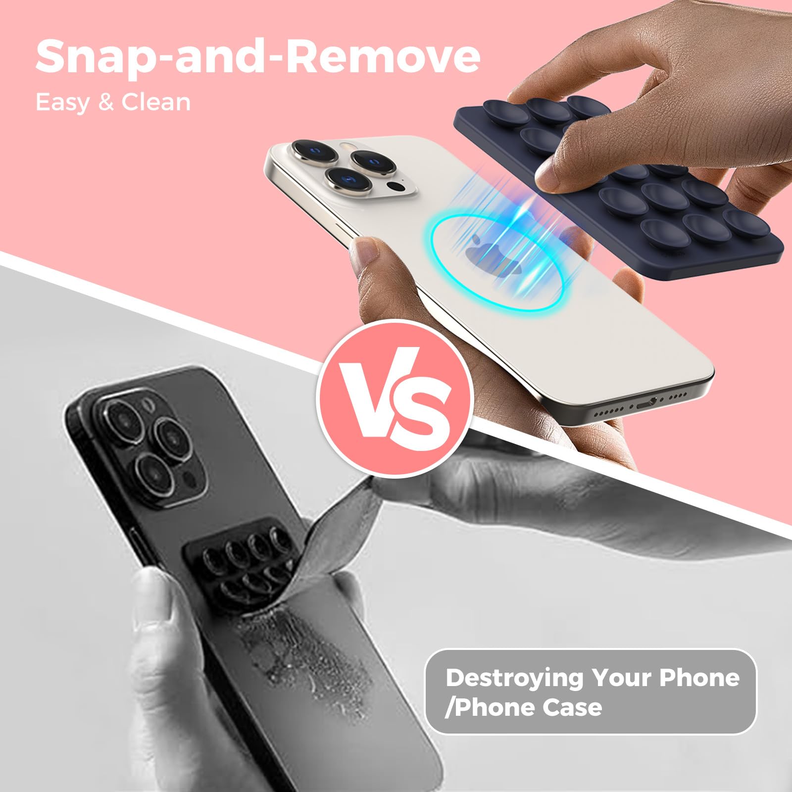 AHASTYLE Supporto in silicone per iPhone 16/15/14/13/12, supporto magnetico a ventosa per iPhone MagSafe, supporto per telefono a specchio per doccia, per video e selfies TikTok