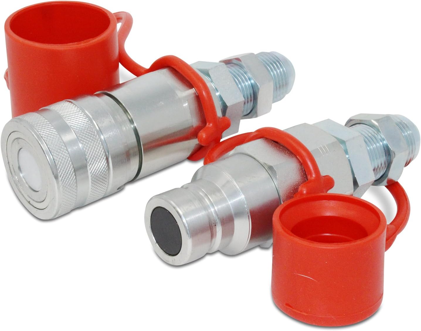 Flat Face Hydraulic Quick Coupler, 3/4 Body x #12 JIC Skid Steer Bulkhead Mount
