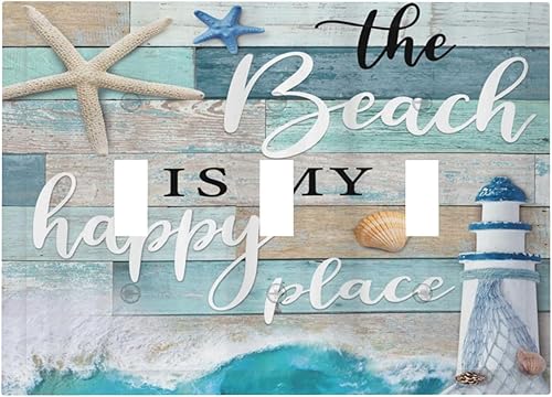 Miniatura 96 de Cubiertas Decorativas para Interruptor de Luz de Palanca Triple Retro Rojo Pulpo Monstruo Ola Marina Azul de 3 Segmentos Cubiertas de Placa de Pared