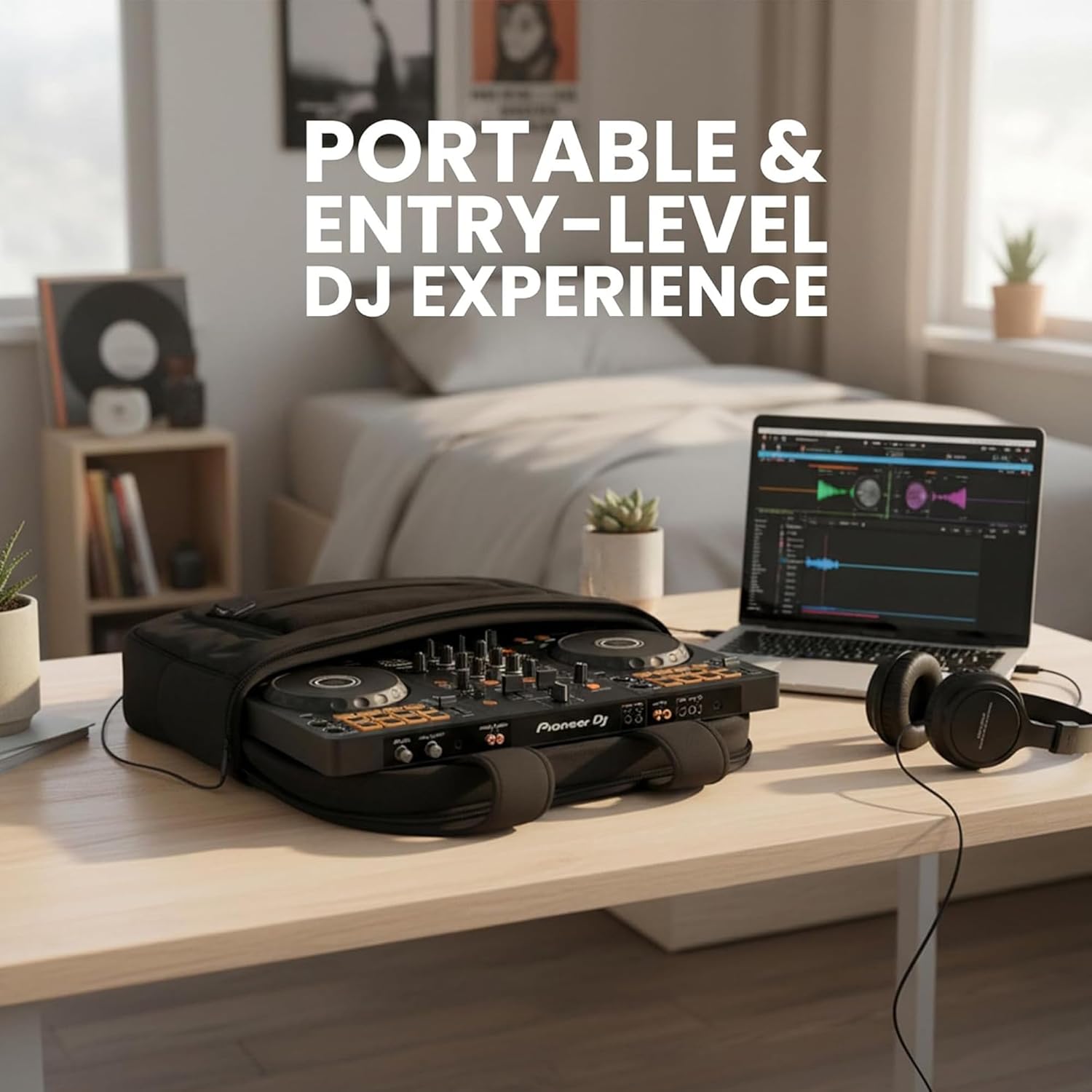 Pioneer DJ DDJ-FLX4 2-Channel DJ Controller - Black Bundle with Gator Case, Headphones, and Austin Bazaar Polishing Cloth