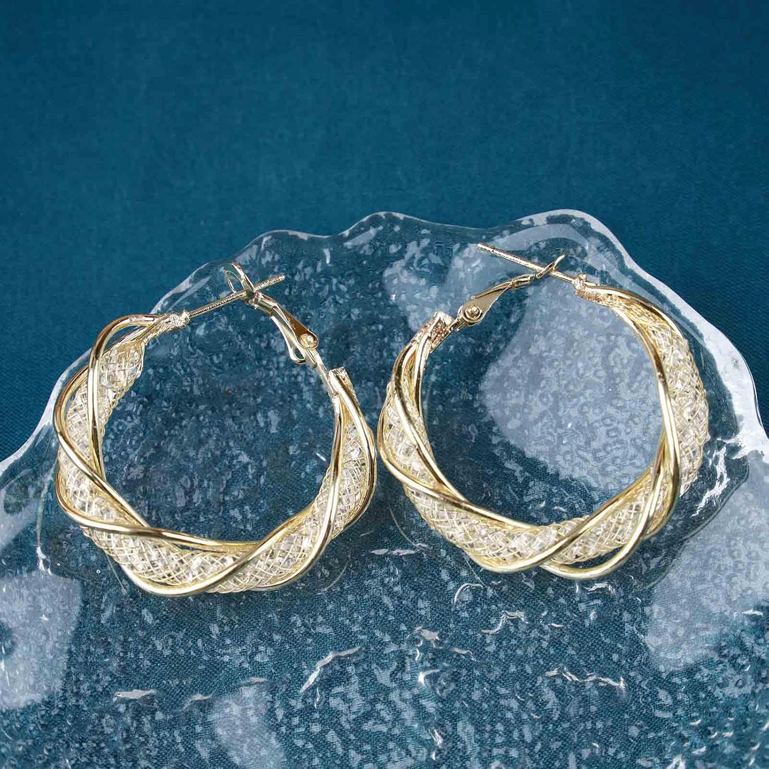 Andelaisi Boho Twisted Circle Earrings Vintage Circle Hoop Earrings Gold Circle Dangle Earrings Punk Exaggerated Round Earrings Jewelry for Women - Image 3