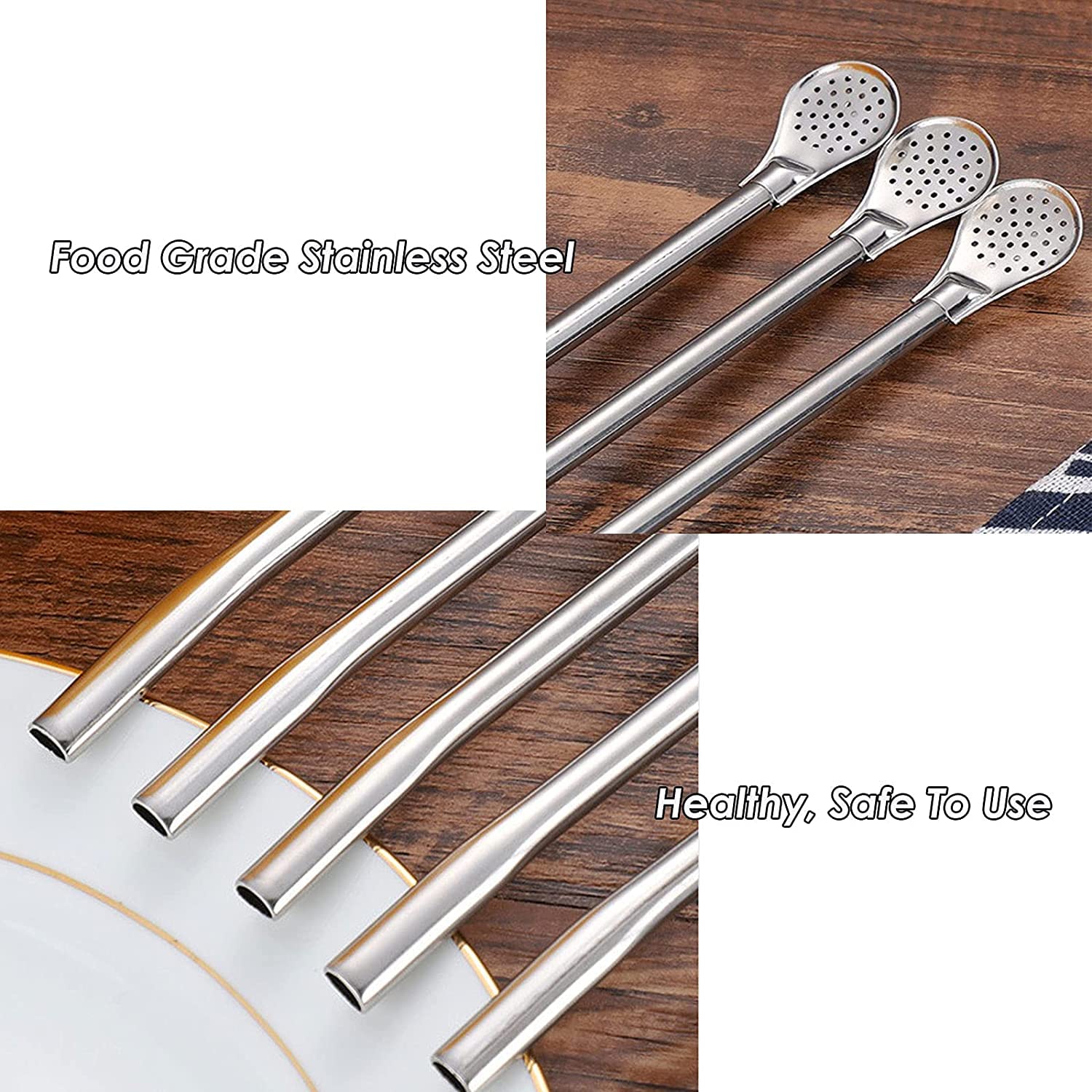 3 Edelstahl-Trinkhalme Mit Bürsten – 18,3 Cm, 304 Edelstahl, Für Mate-Tee, Cocktails & Mehr