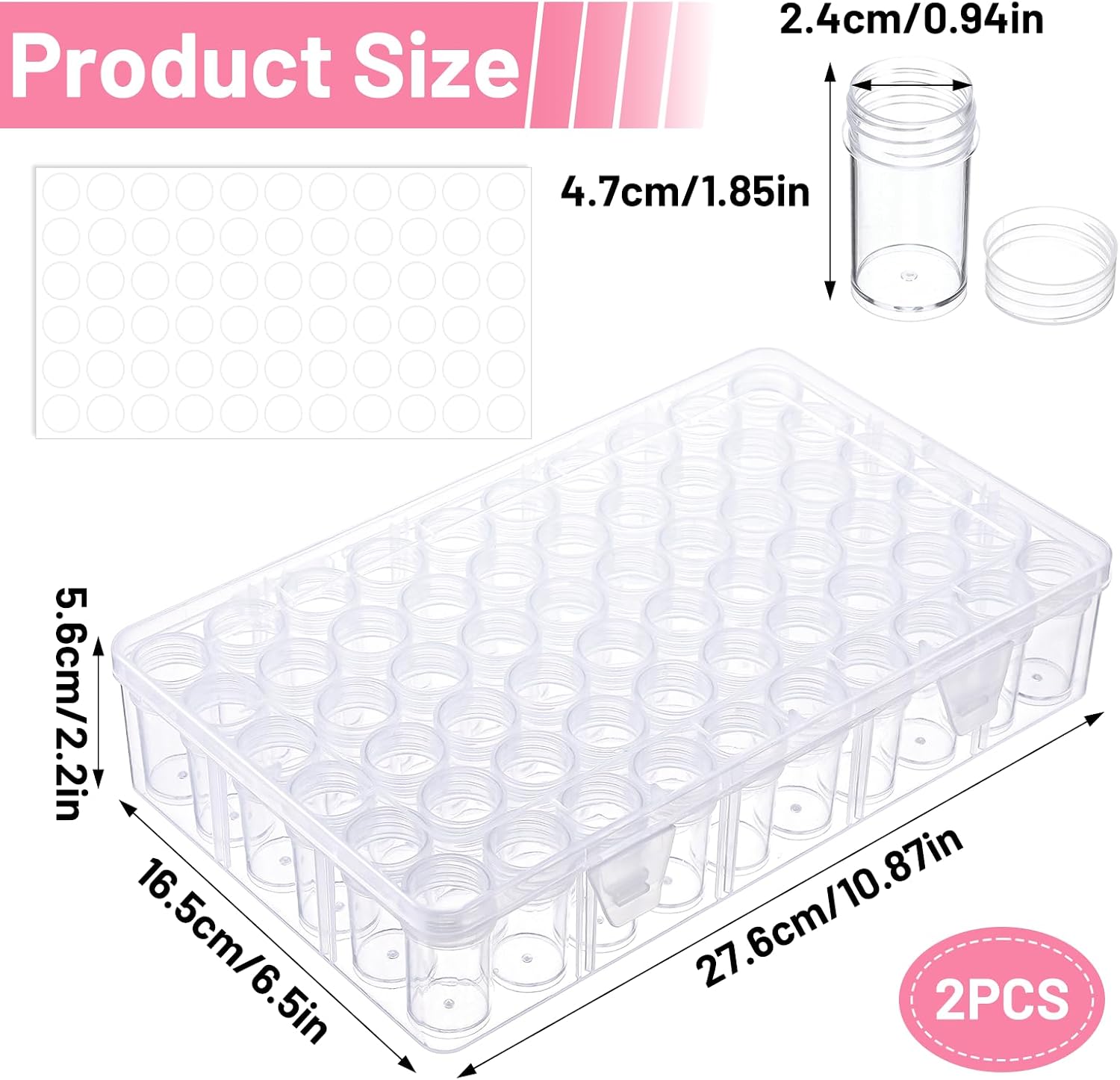 2 Pack 60 Grids Bead Organizers and Storage Diamond Art Storage