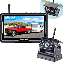 Wireless Backup Camera Solar Magnetic: Portable Cordless Scratch-Proof Truck Trailer Hitch Rear View Camera HD 1080P No Wiring No Drilling Rechargeable 5'' Monitor Kit for Car RV Camper - DoHonest R50