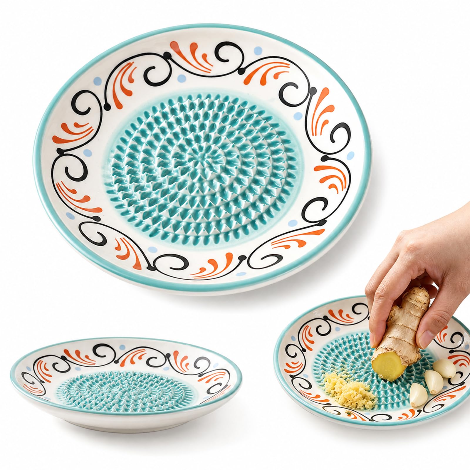Ceramic Garlic Grater Plate, Natural Grinder Grating Plate