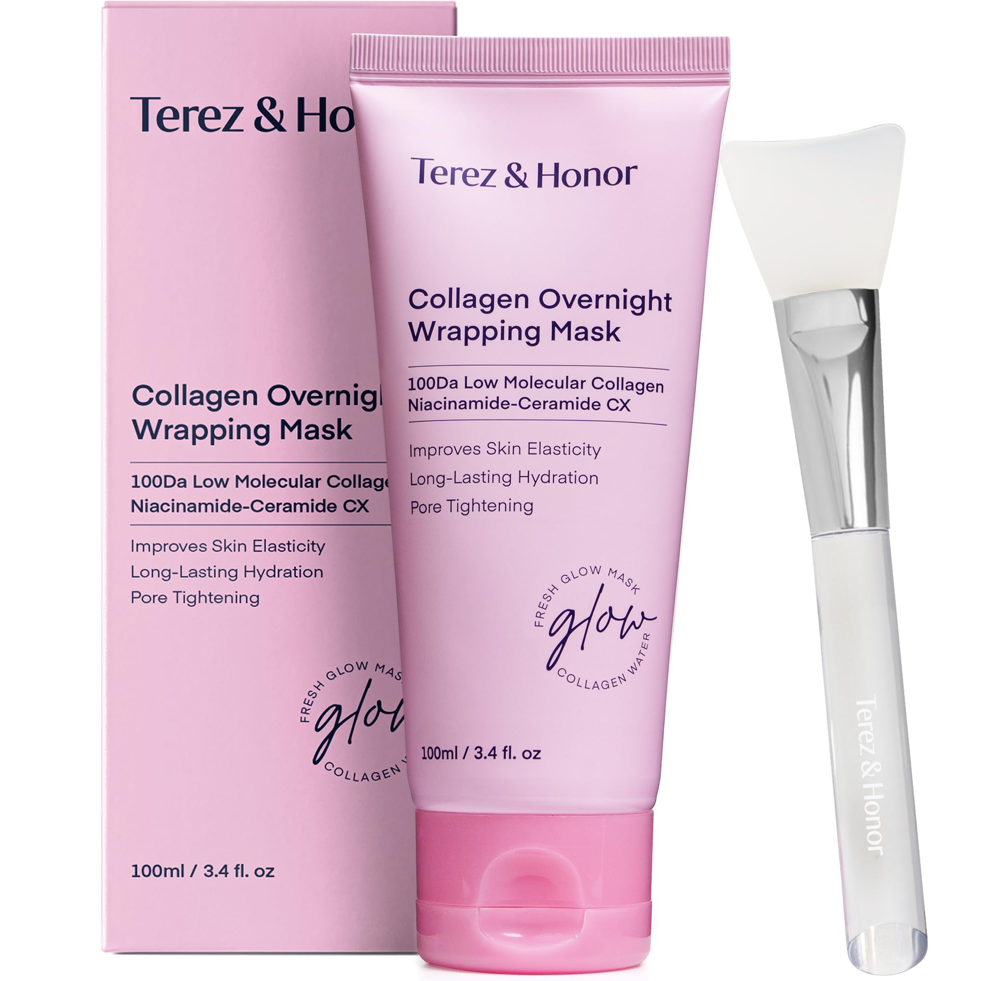 Collagen Night Wrapping Peel-Off Mask: Korean Face Mask for Elasticity, Hydrating & Glow - 100Dalton Smallest Molecular Collagen for Glass Skin - Dermatologist Tested All Skin Types 3.4 FL OZ/100mL
